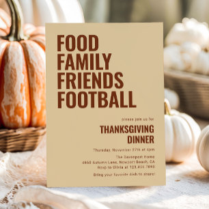 Eetgezin Vrienden Voetbal Thanksgiving Dinner Kaart