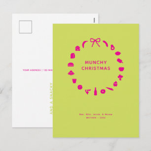 Eetgrage Kerstkrans Eetbaar Kleur Feestelijk Feestdagenkaart