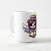Eetherische Angelic Chibi - engel, halo, bloemen Koffiemok (Voorkant links)