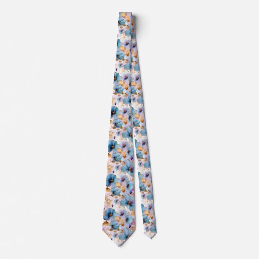 Eetherische Blauwe Bloemen in Zachte Pastels Alcoh Stropdas (Voorkant)