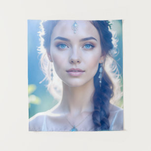 Eetherische blauwe ogen Vrouw Tapestry Wandkleed