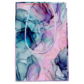 Eetherische Blauwgroen Roze Paarse Inky Modern Gla Medium Cadeauzakje (Voorkant)
