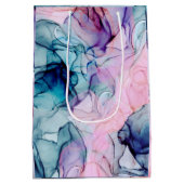 Eetherische Blauwgroen Roze Paarse Inky Modern Gla Medium Cadeauzakje (Achterkant)