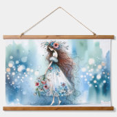 Eetherische bloemenfee in Waterverf Dreamscape Hangend Wandkleed (Voorkant)