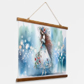 Eetherische bloemenfee in Waterverf Dreamscape Hangend Wandkleed (Gebogen)