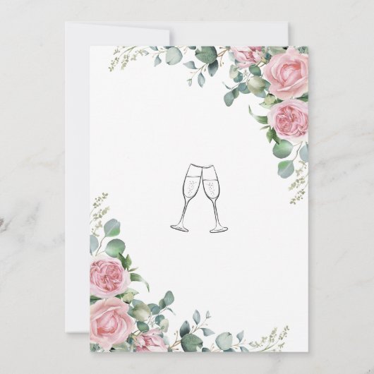 Eetherische Blush Roze Rose Bloemen Vrijgezellenfe Kaart (Achterkant)