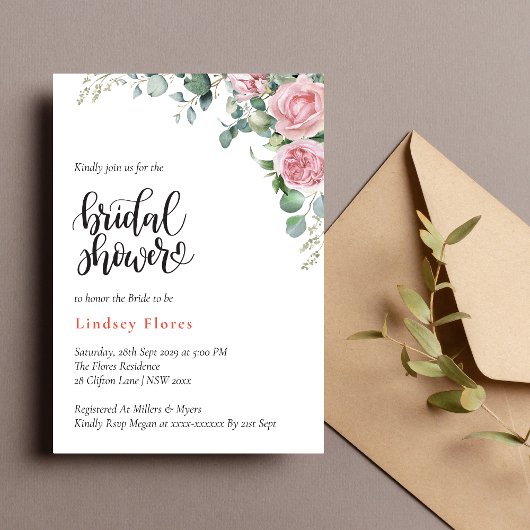 Eetherische Blush Roze Rose Bloemen Vrijgezellenfe Kaart