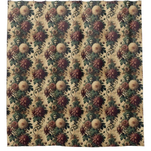 Eetherische dreiging - Gotisch botanisch ontwerp Douchegordijn (Voorkant)