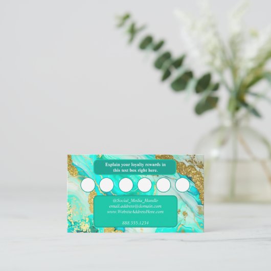 Eetherische Elegantie Turquoise Geode Logo Informatiekaartje (Staand voorkant)