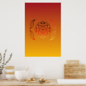 Eetherische Embers – rood en Oranje bloemontwerp Poster (Keuken)