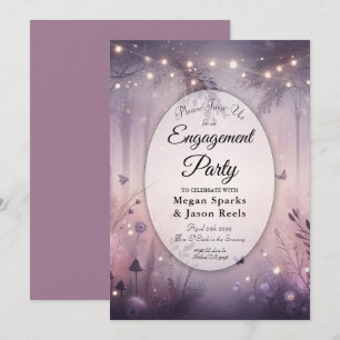 Eetherische Fairy Lights Forest Engagement Party Kaart