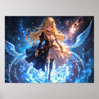 Eetherische Flame Frost meisje met vuur en ijs vle Poster
