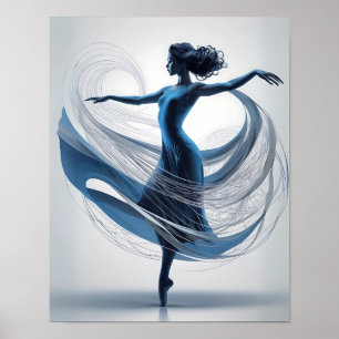Eetherische Grace Blauw Ballet Danser in Beweging Poster