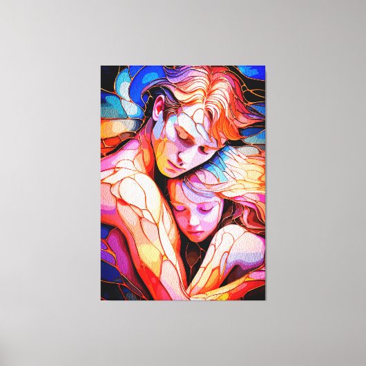 Eetherische Guardian Embrace - Fantasy Glas in loo Canvas Afdruk (Voorkant)