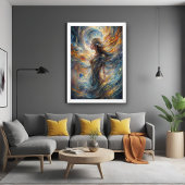 Eetherische kosmische godin Abstracte portretkunst Poster