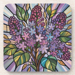 Eetherische Lilacs Glas in lood Plastic Onderzette Bier Onderzetter