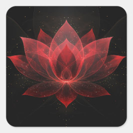 Eetherische Lotus Bloem - Crimson Red Black Bloem Vierkante Sticker