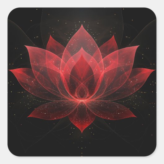 Eetherische Lotus Bloem - Crimson Red Black Bloem Vierkante Sticker (Voorkant)