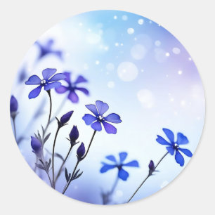 Eetherische Periwinkle Floral Waterverf Ronde Sticker