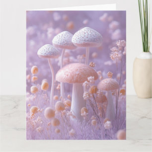 Eetherische pluche paddenstoel tuin, zachte pastel kaart