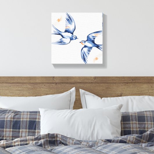 Eetherische vlucht - Swallow Duo Canvas Art (Insitu (Slaapkamer))