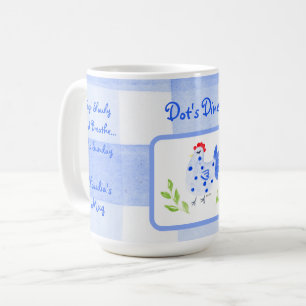 Eetkamer Aquarel Blauwe Hen Geruit ZONDAG Persoonl Koffiemok