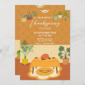 Eettafel met planten Thanksgiving Uitnodiging (Voorkant / Achterkant)