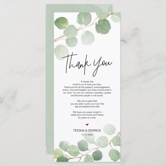 Eeucalyptus moderne Cadre Carte de remerciements (Devant / Derrière)