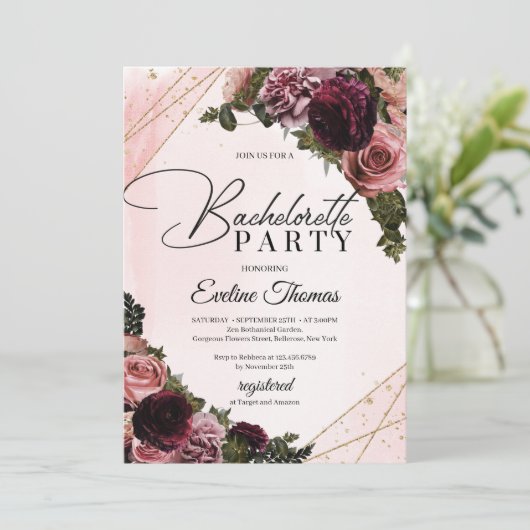 Eeuwen en goudbloemen lijst bachelorette kaart (Staand voorkant)