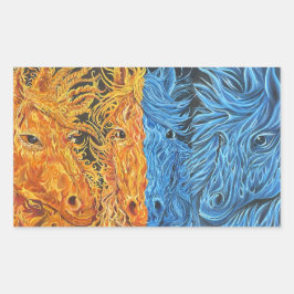 Eeuwig evenwicht-paarden-tweeling vlammen rechthoekige sticker