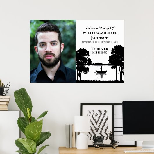 Eeuwig Vissen Met Eigen Foto Uitvaart Herdenking Poster (Thuiskantoor)