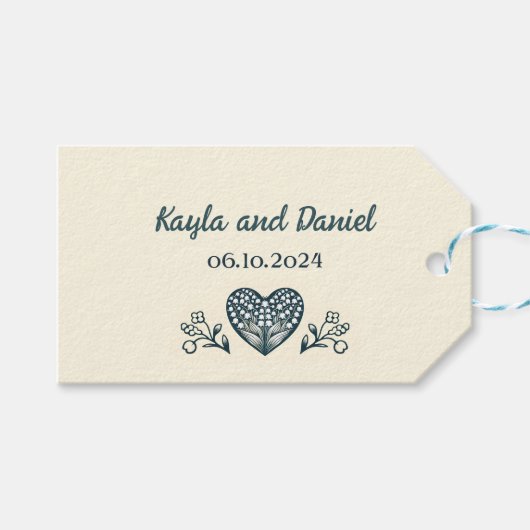 Eeuwige Bloemen, Aangepaste Bruiloft Cadeaulabel (Voorkant (Horizontaal))