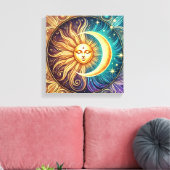 Eeuwige dans van zon en maan canvas afdruk (Insitu (Woonkamer))