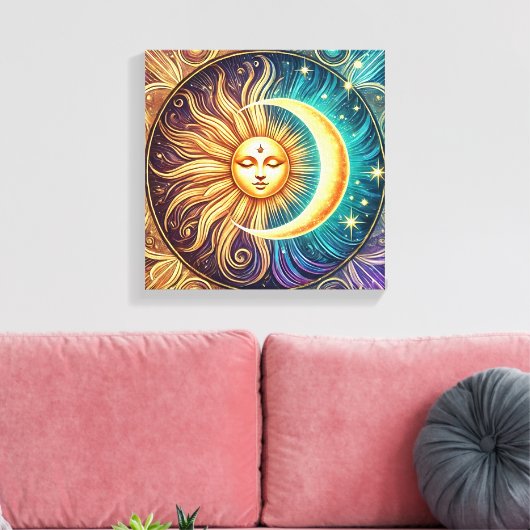 Eeuwige dans van zon en maan canvas afdruk (Insitu (Woonkamer))