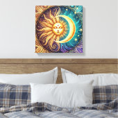 Eeuwige dans van zon en maan canvas afdruk (Insitu (Slaapkamer))