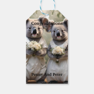 "Eeuwige geloften: een koala-huwelijk in het wit" Cadeaulabel