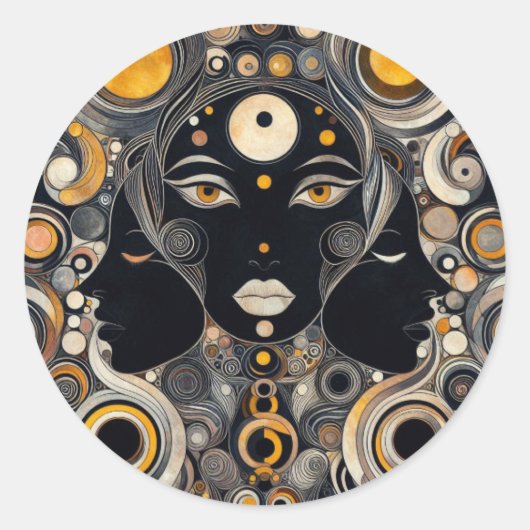 "Eeuwige Godin" Ronde Sticker (Voorkant)