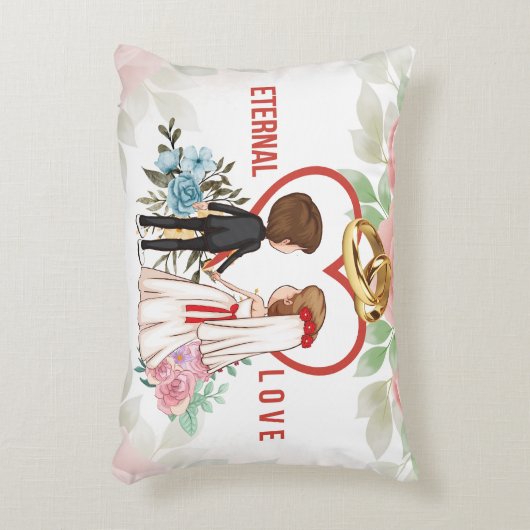 Eeuwige Liefde Bewaar de Datum Trouwdag Persoonlij Accent Kussen (Voorkant(Verticaal))