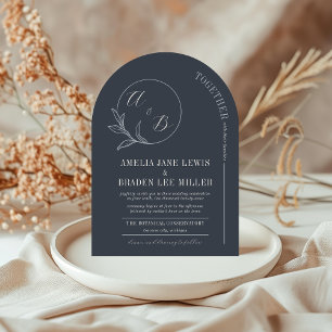 eeuwige liefde Deep Blue Arch Wedding Uitnodigen Kaart