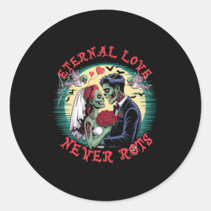Eeuwige Liefde Rot Nooit Zombie Bruiloft Romance H Ronde Sticker