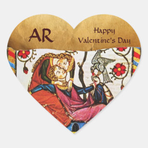 EEUWIGE LIEFDE VALENTIJN HART MONOGRAM PERKAMENT HART STICKER