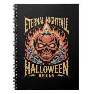 Eeuwige Nachtval Halloween Schedel Pompoen Notitieboek