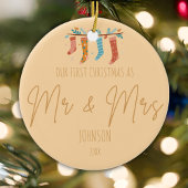 Eeuwige Omhelzing - Mr & Mrs Eerste Kerstmis Keramisch Ornament