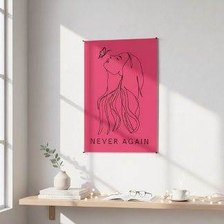 Eeuwige Reflectie: Vlinder en Vrouw Line Art Poster