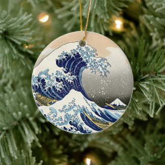 Eeuwige Sereniteit: De Grote Golf Ukiyo-e Keramisch Ornament