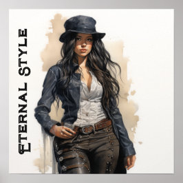 Eeuwige Steampunk Stijl Jonge Vrouw  Poster