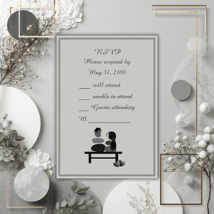 Eeuwige Stenen paar Boho bruiloft RSVP Kaartje