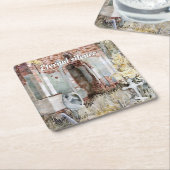 Eeuwige stilte op het kerkhof vierkante kartonnen onderzetter (Schuin)