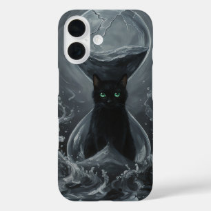 Eeuwige zandloper: de zwarte kat van de tijd iPhone 16 hoesje