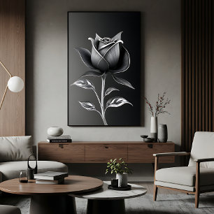Eeuwige Zilveren Roos Canvas Afdruk